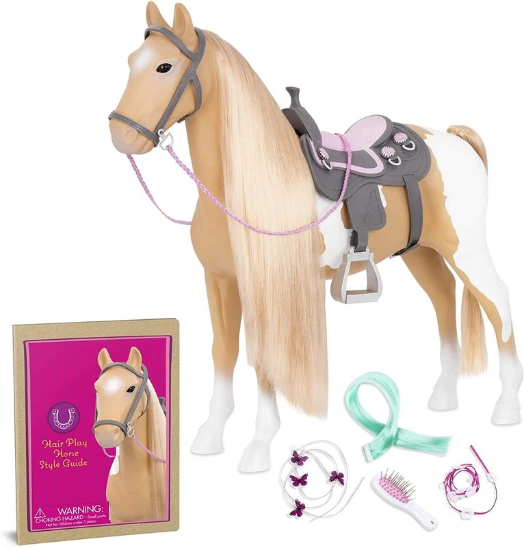 Our Generation – 18-inch Doll Accessories – Styling Set – Hair Extension – Pretend Play – Toys for Kids Ages 3 & Up – Palomino Paint Horse