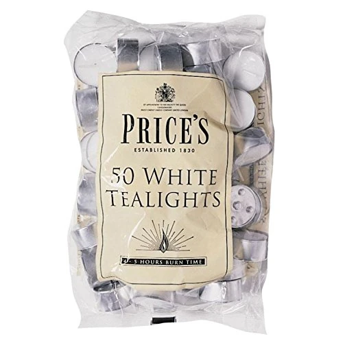 Prices Patent Candles 2 X Pack of 50 White Tealights Bag