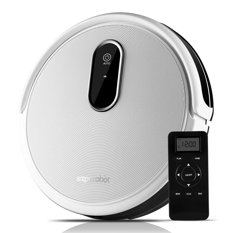 Robotic Vacuum Cleaner Higher Suction for Carpets and Hard Floor, Smart Anti Drop/Infrared Sensors, Magnetic Boundary Marker Strip, Electronic Water Tank for Wet Mopping, Self Charging and Daily Schedule Cleaning