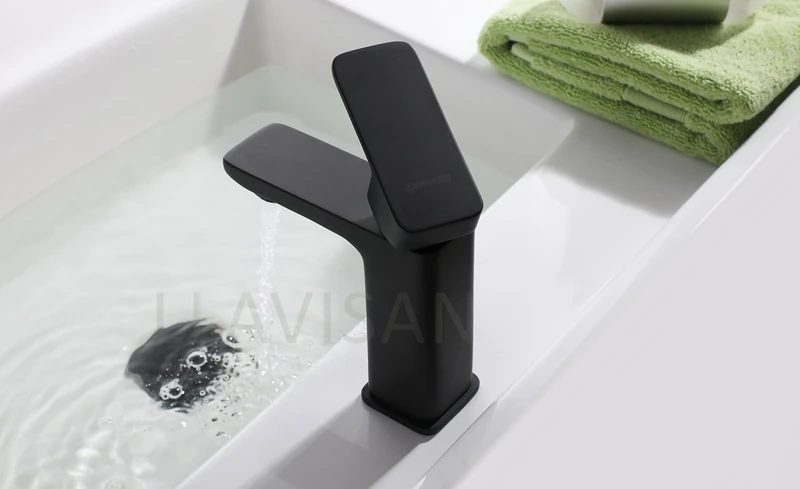 Kibath L439351 Sink Mixer Tap Che Black Stylized and Square Design. Made of Brass and Matte Finish. Includes Hardware, Hoses and Cartridge