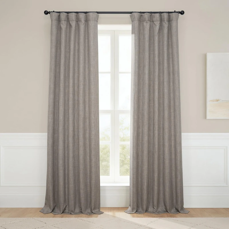 HPD Half Price Drapes BOCH-LN185-P Faux Linen Room Darkening Curtains for Bedroom (1 Panel), 50 x 120 cm, Mink
