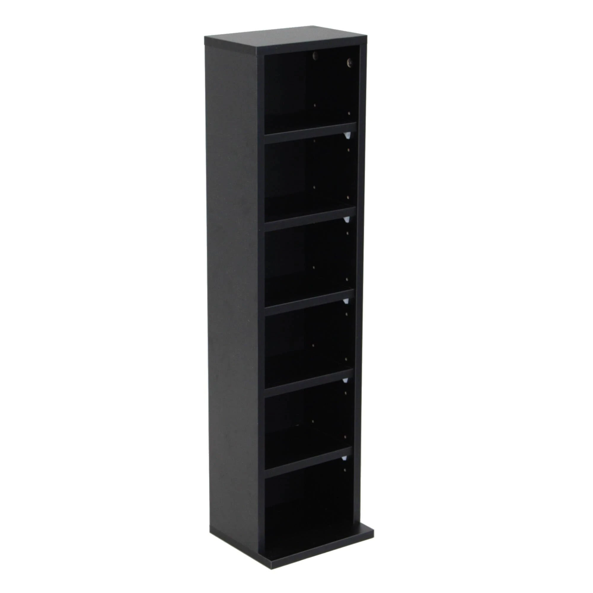 Oypla 6 Tier Black Wooden CD DVD Game Book Shelf Storage Tower Rack - Fits 102 CDs