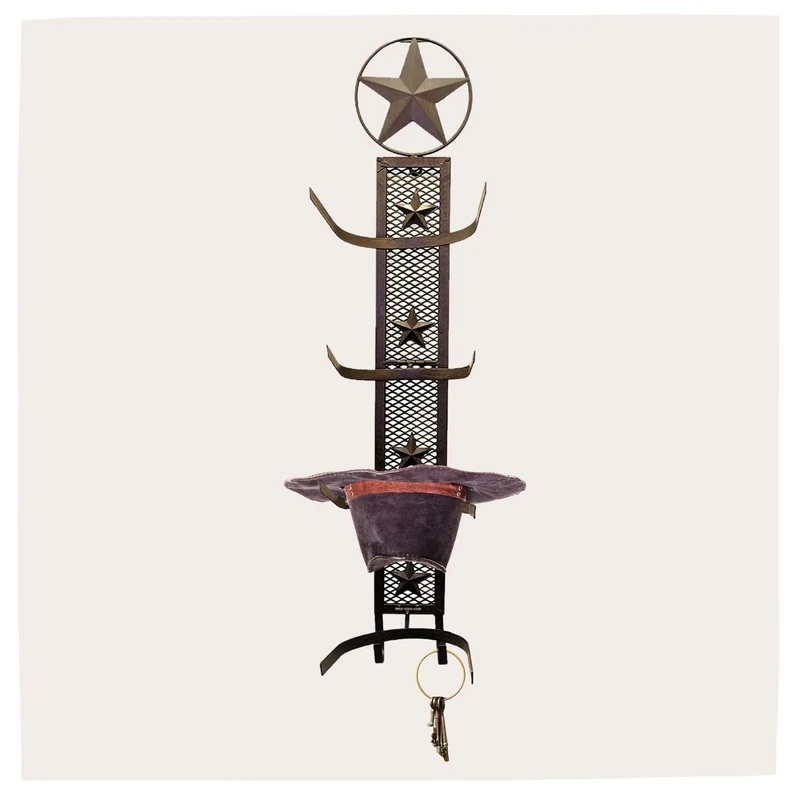 BestGiftEver Metal Star 4 Cowboy Hat Rack Fold-Up Wall Hanging Decoration