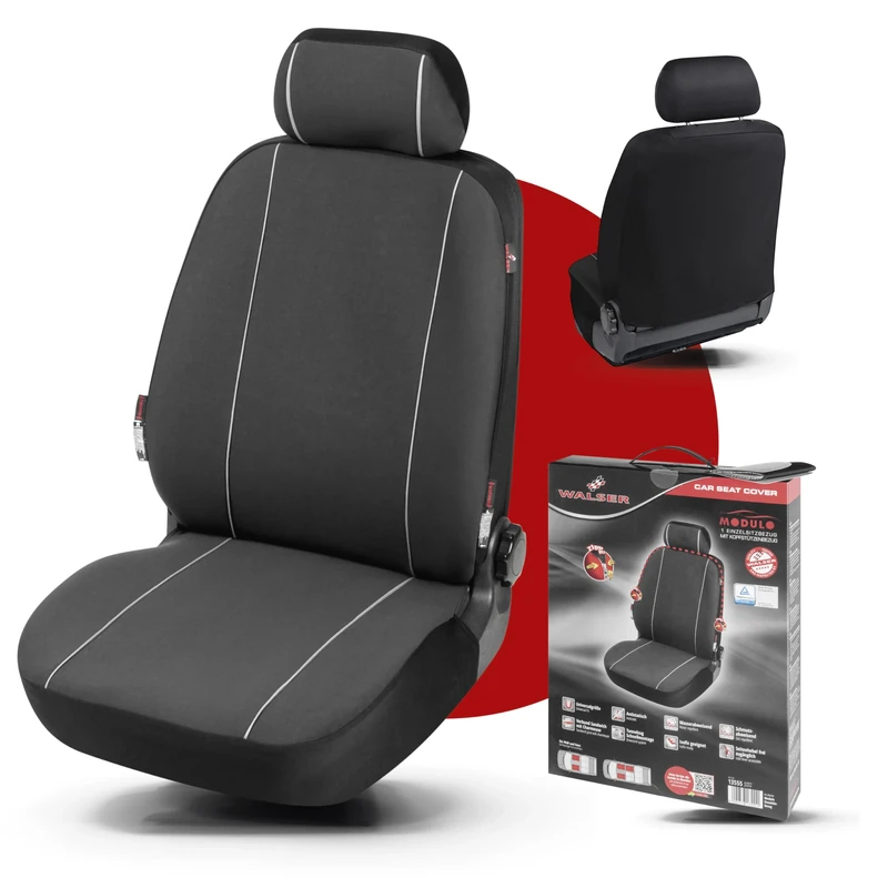 Walser Car Seat Cover Modulo Universal Rear Seat Cover 8 Pieces Car Seat Cover for Normal Seats Seat Protector Car for Rear Seats Black