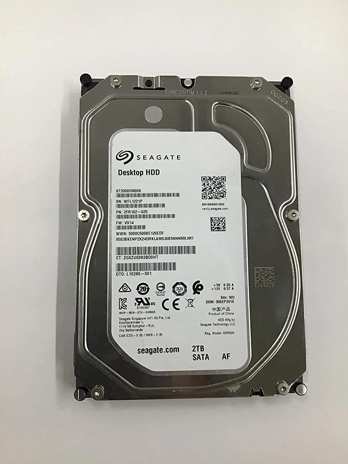 Seagate BarraCuda Internal Hard Drive 2TB SATA 6Gb/s 256MB Cache 3.5-Inch (ST2000DM008)