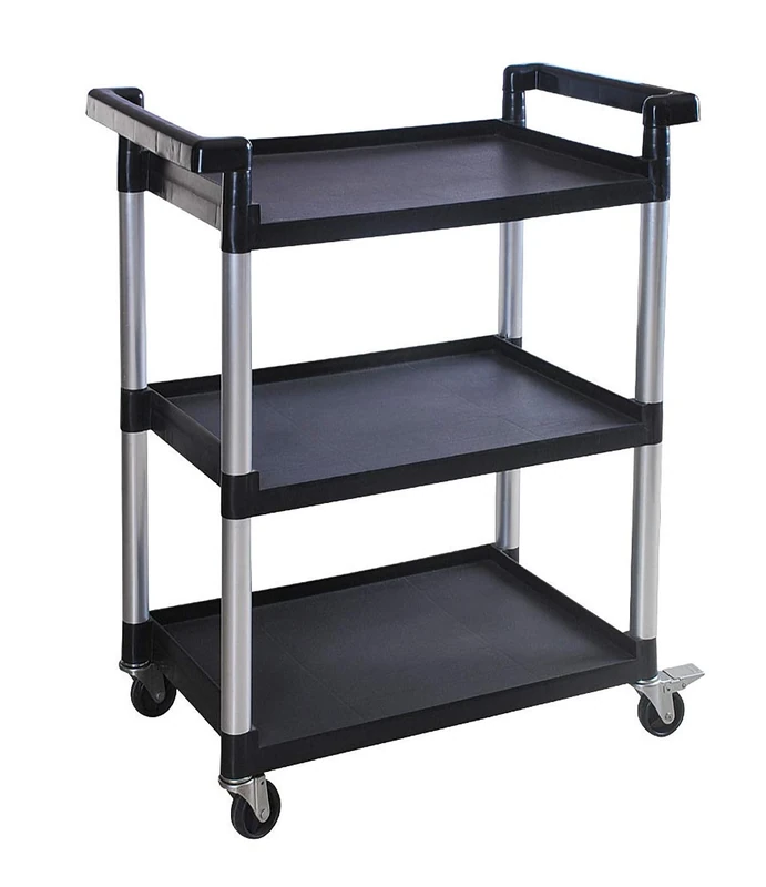 MaxWorks 80774 3-Shelf Utility Plastic Cart with Wheels-225 Lbs Maximum Capacity