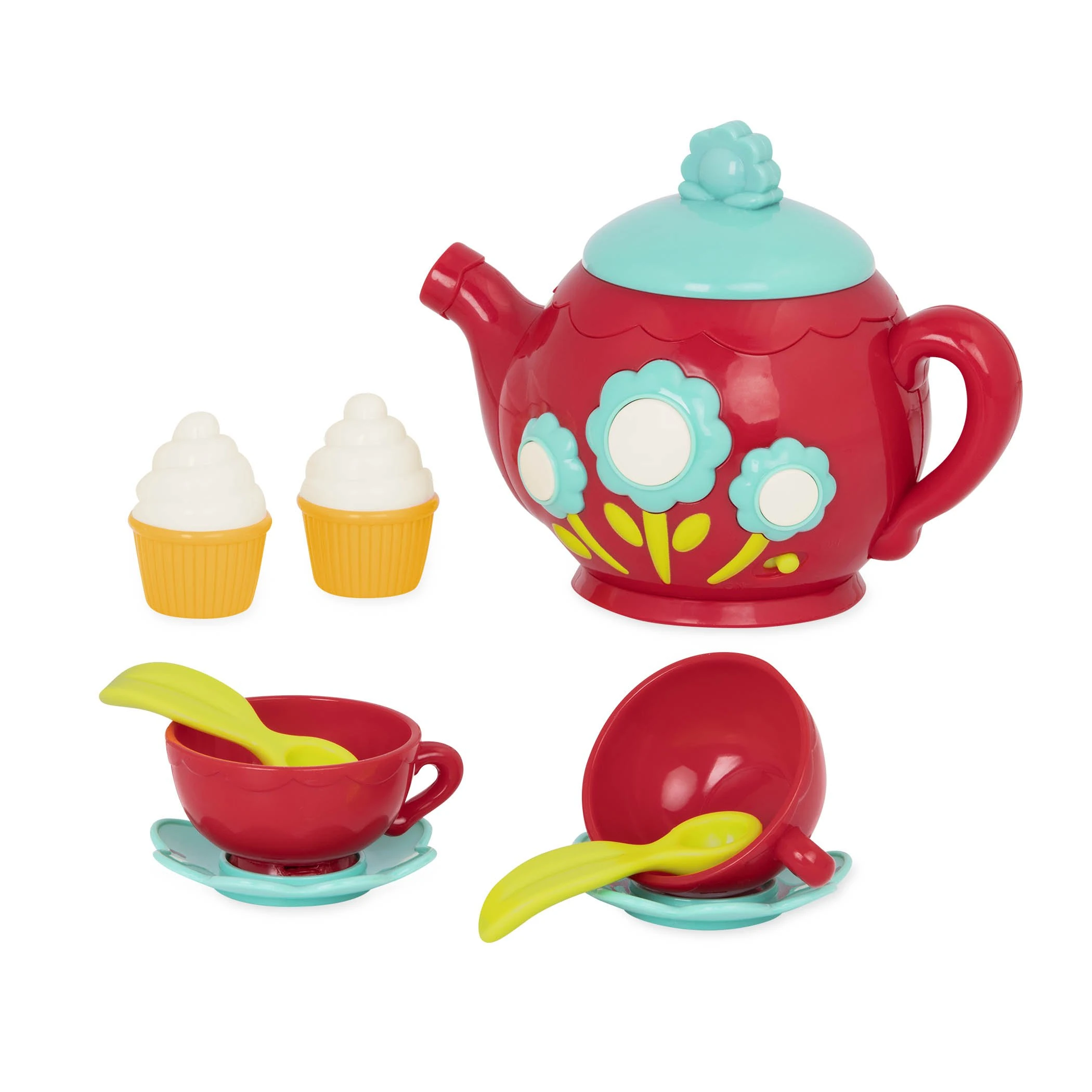 Battat – Musical Tea Set with 9 Pieces for Toddlers – Colorful Teapot, Cups, Saucers & Spoons – Play Kitchen Accessories for Imaginative Play