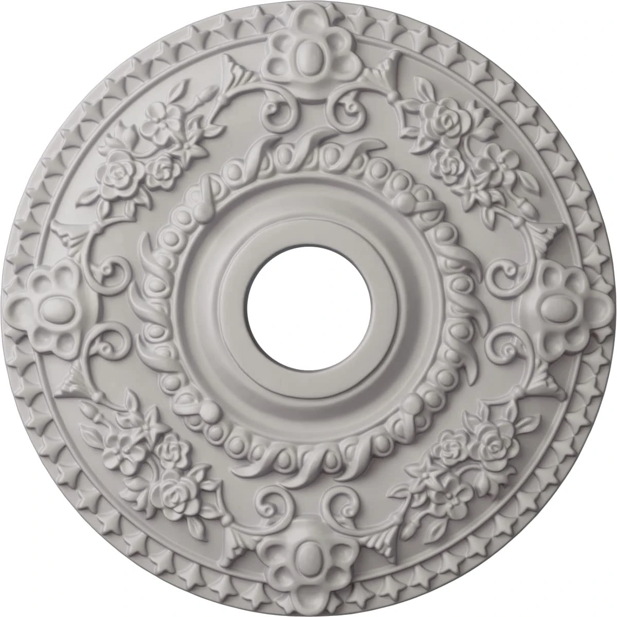 Ekena Millwork CM18ROUWF Rose Ceiling Medallion, Ultra Pure White