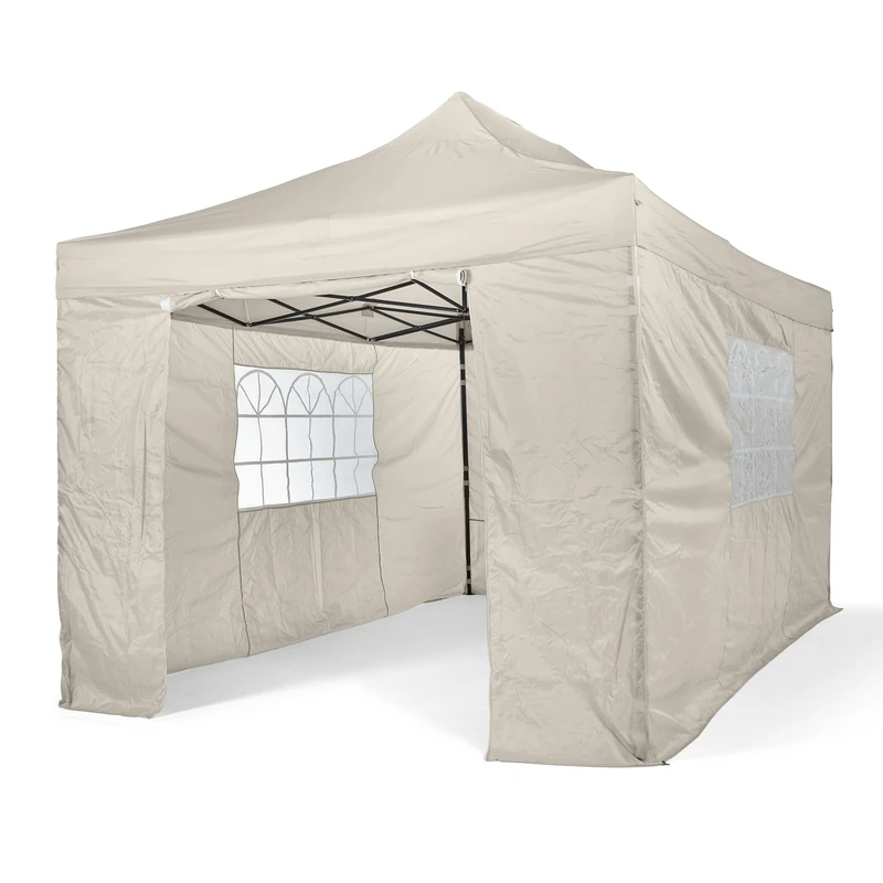 All Seasons Gazebos 3x4.5m Waterproof Pop Up with Side Walls & Accessories | Heavy Duty, High-Grade Materials (Cream)