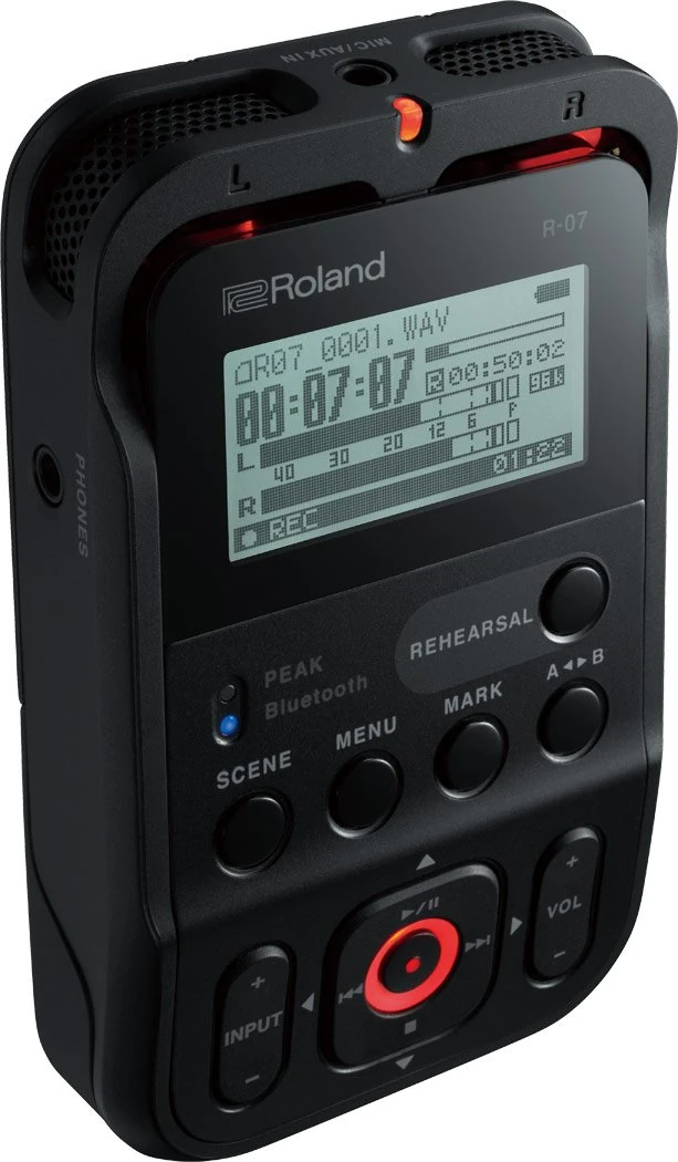 ROLAND High-Resolution Portable Audio Recorder, Black, R-07