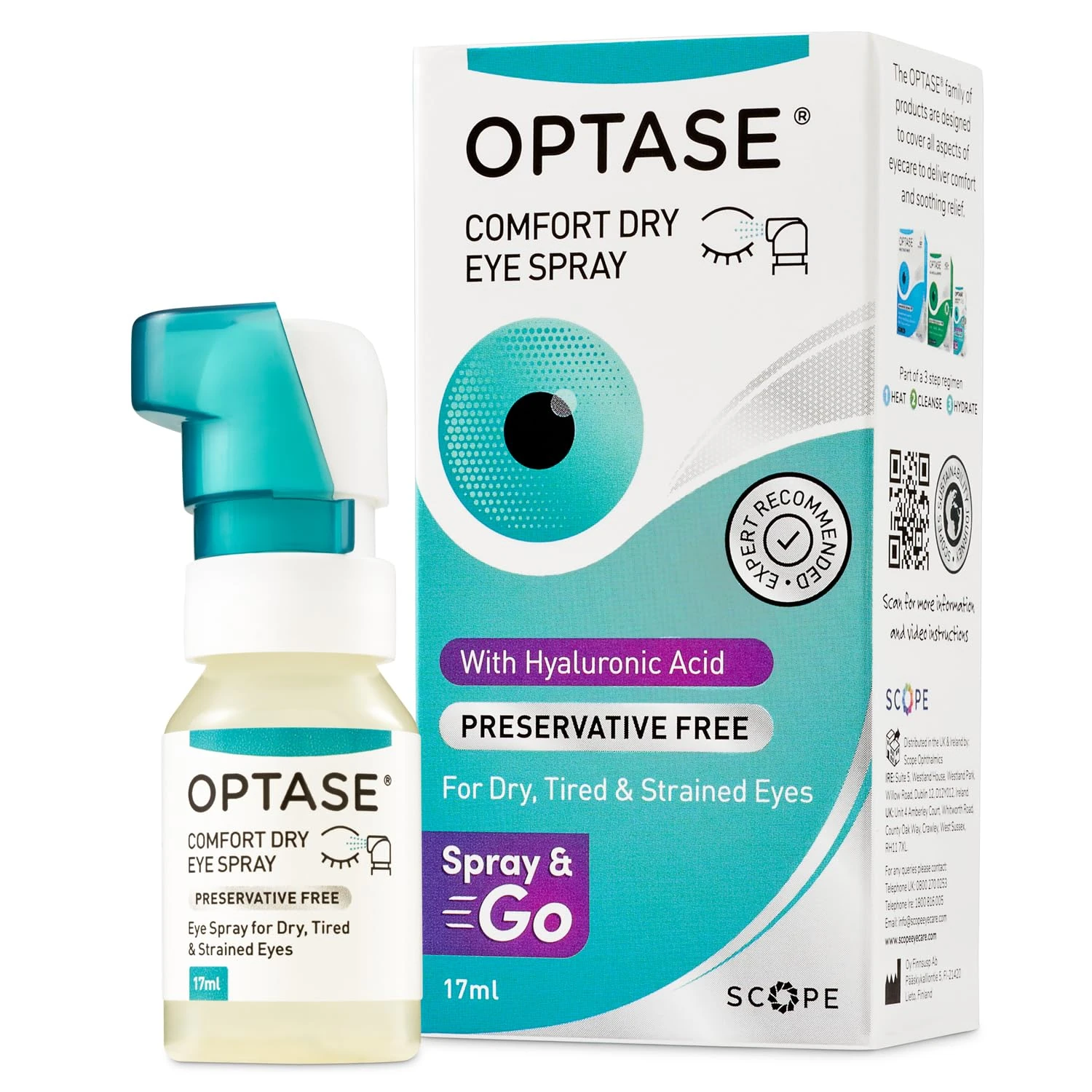 Optase Comfort Dry Eye Spray - for Tired, Irritated & Strained Eyes and Eyelids - 300 Sprays - 17ml
