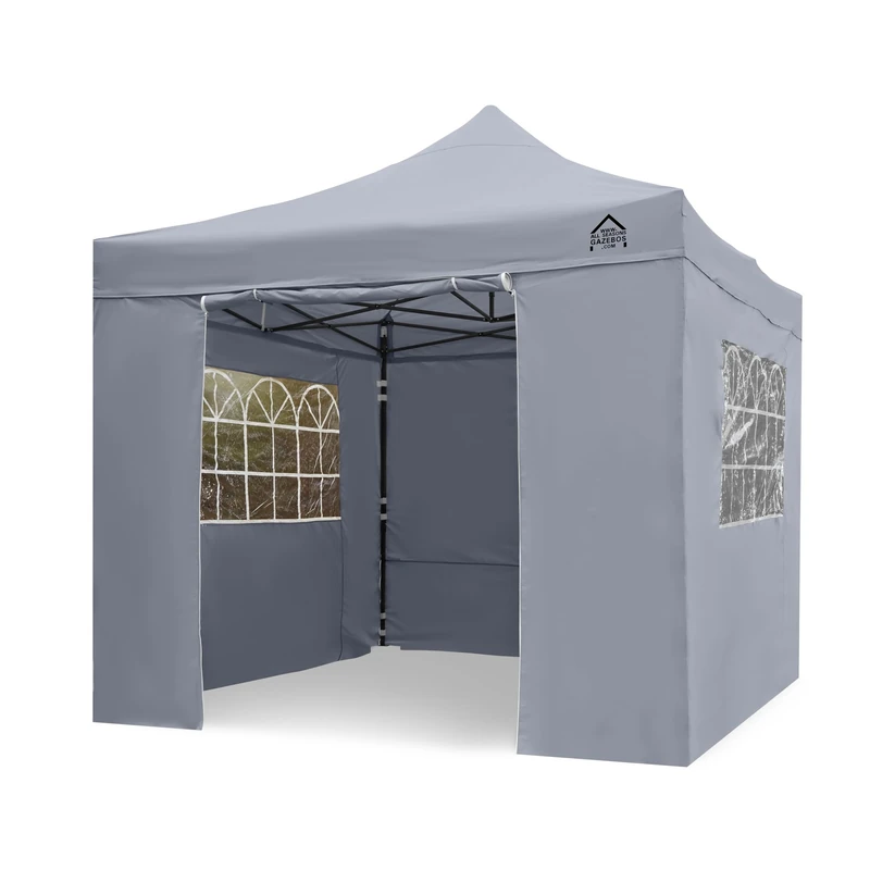 All Seasons Gazebos | 3x3m Pop Up Gazebo with 4 Premium Side Walls, Accessory Pack & Wheeled Bag | Heavy Duty, Fully Waterproof, High-Grade Materials (Metallic Grey)