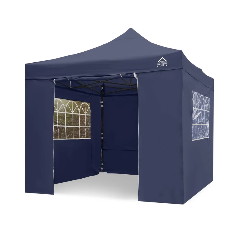 All Seasons Gazebos 3x3m Heavy Duty Fully Waterproof Pop up Gazebos and 4 Premium Side Walls – Navy Blue