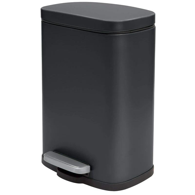 SPIRELLA Akira Collection Pedal Bin 21.4 x 17.6 x 30 cm (5 Litres), Steel, Black, 21.4 x 17.6 x 30 cm