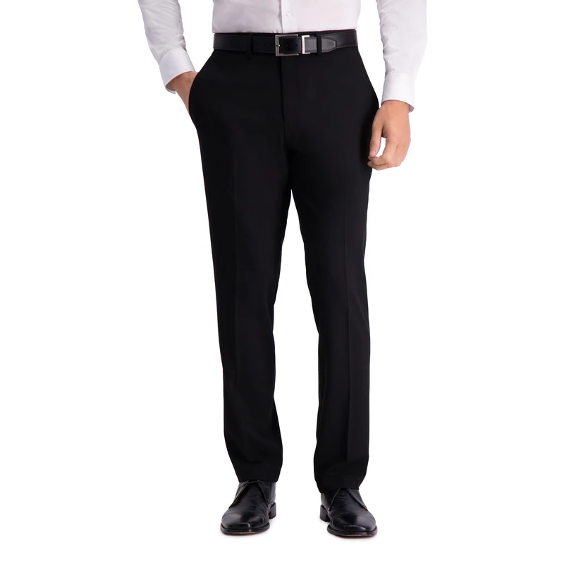 Kenneth Cole REACTION Men's 4-Way Stretch Solid Gab Slim Fit Dress Pant, Black, 32W x 30L