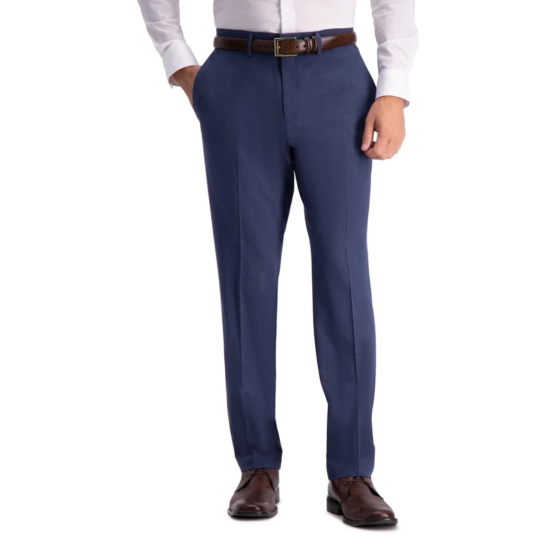Kenneth Cole REACTION Men's 4-Way Stretch Solid Gab Slim Fit Dress Pant, Blue Heather, 29W x 30L