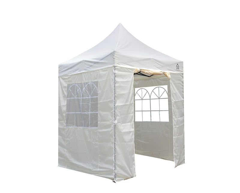 All Seasons Gazebos 2x2 Fully Waterproof Pop up Gazebo With 4 Zip up Sides and Accessories - Cream