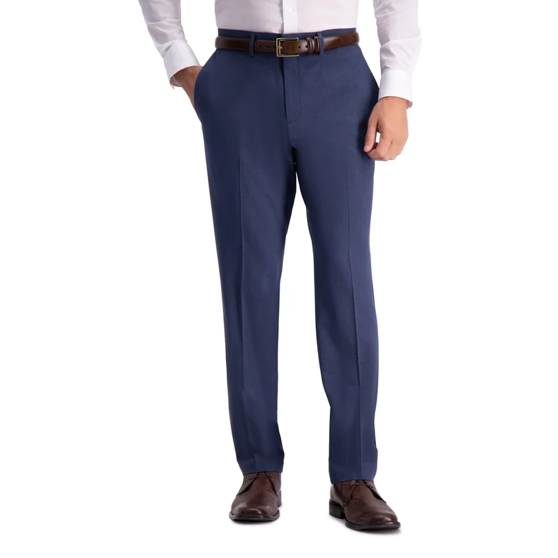Kenneth Cole Reaction Men's 4-Way Stretch Solid Gab Slim Fit Dress Pant, Blue Heather, 34W x 30L