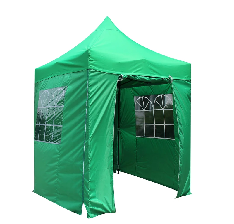 All Seasons Gazebos, Choice Of 5 Colours, 2x2m Heavy Duty, Fully Waterproof, Premium Pop Up Gazebo With 4 x Zip Up Side Panels, Carry Bag With Wheels and 4 x leg weight bags (Bright Green)