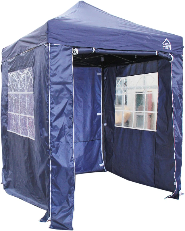 All Seasons Gazebos 2x2m Heavy Duty Fully Waterproof Pop up Gazebos and 4 Side Walls - Navy Blue