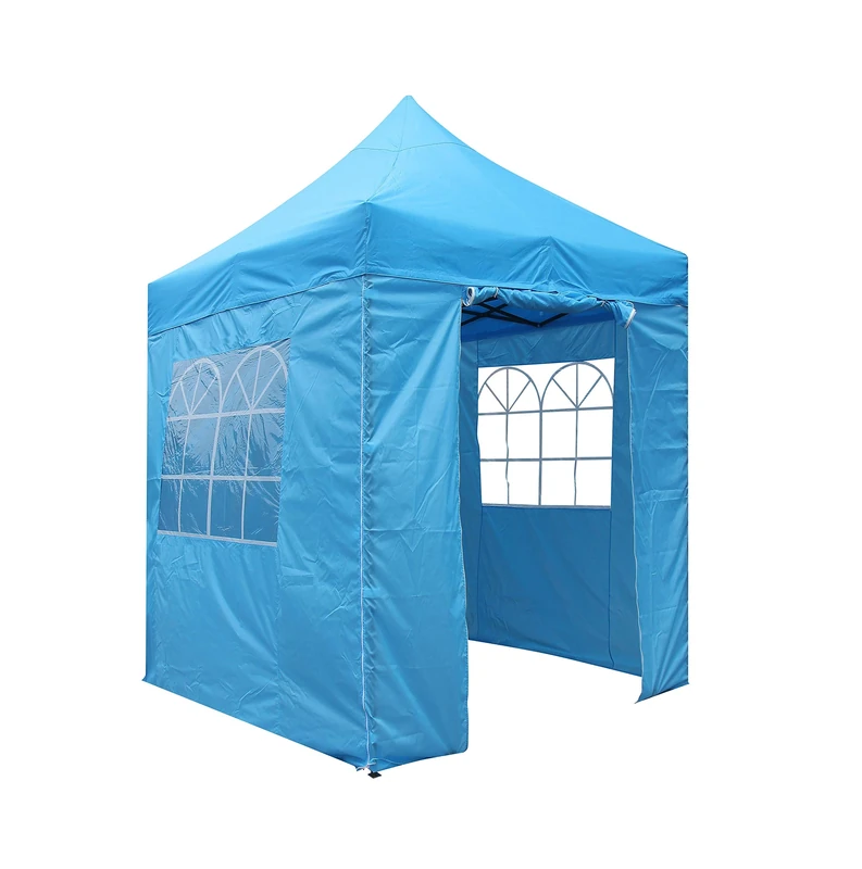 All Seasons Gazebos, Choice Of 5 Colours, 2x2m Heavy Duty, Fully Waterproof, Premium Pop Up Gazebo With 4 x Zip Up Side Panels, Carry Bag With Wheels and 4 x leg weight bags (Light blue)