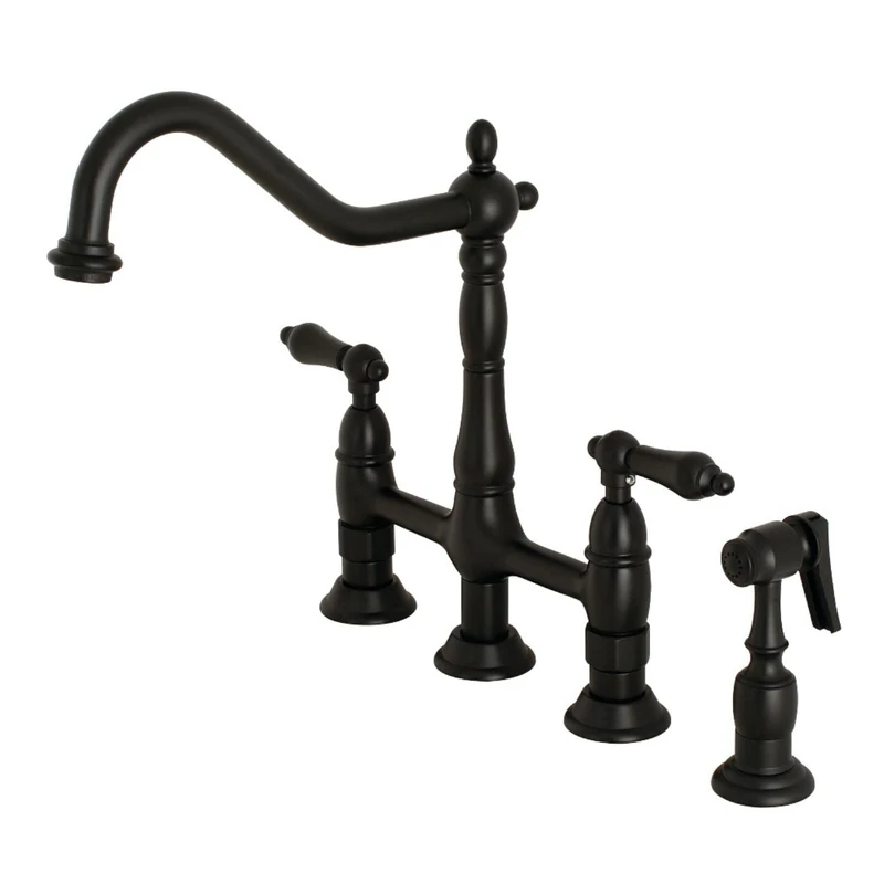Kingston Brass KS1270ALBS Heritage Kitchen Faucet, 8-9/16", Matte Black