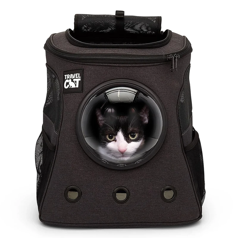 Fat Cat Backpack Carrier - Airline Approved Cat Carrier with Space Capsule Bubble for for Small Cats, Kitten - Premium Charcoal Cat Carrier Backpack for Outdoor, Travel, Hiking, Pet Supplies