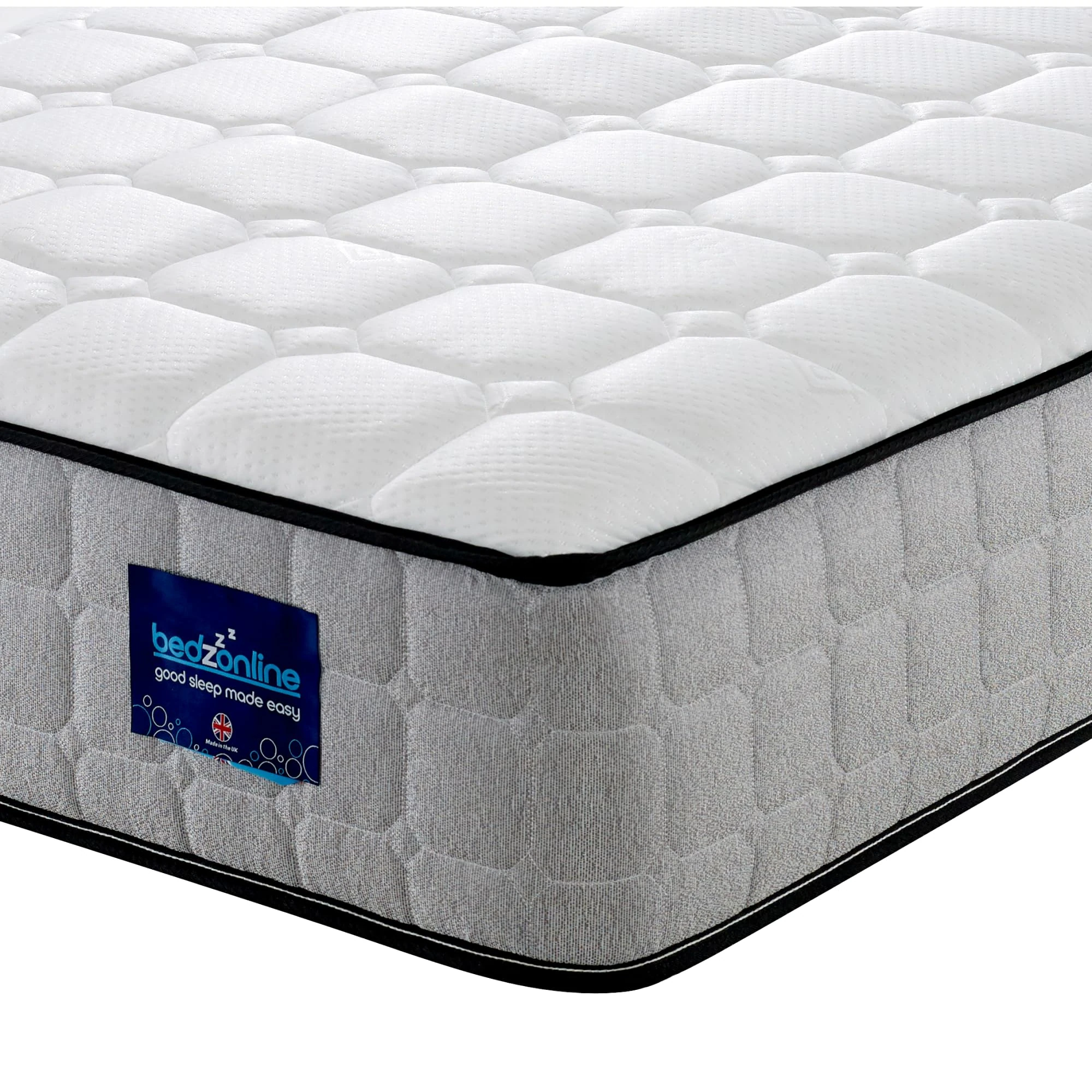 BEDZONLINE Orthopaedic Memory Foam & Spring Mattress - 4ft Small Double (190 x 120 x 20 cm) | Ergonomic Pressure Relief | Thick Medium Firmness & Open Coil Sleep Support | UK Made & Hypoallergenic