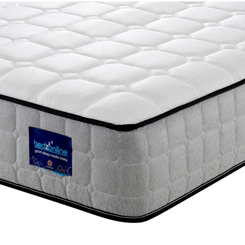 BEDZONLINE Orthopaedic Memory Foam & Spring Mattress - 4ft6 Double (190 x 135 x 20 cm) | Ergonomic Pressure Relief | Thick Medium Firmness & Open Coil Sleep Support | UK Made & Hypoallergenic