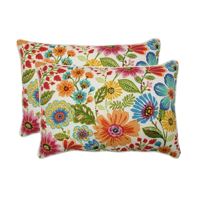 Pillow Perfect Oversized Pillows, 100% T-Spun Polyester, Blue, Lumbar-16.5" x 24.5"