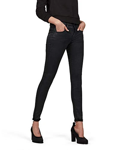 G-STAR RAW Women's Lynn D-mid Waist Super Skinny Jeans, Black Dk Aged Cobler, 34W / 34L - Image 1