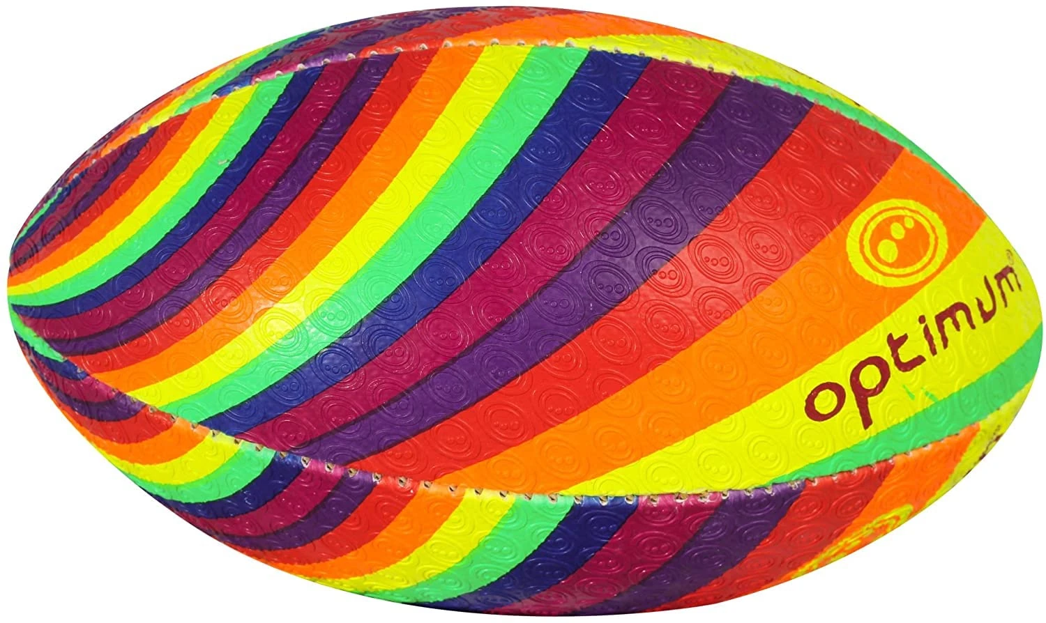 Optimum Rugby Ball - Balanced and Responsive for Accurate Handling and Kicking of Top-Performing Rugby Balls - Perfect for Training and Gameplay - 2-Ply 410g Ball - Rainbow Twister - Midi