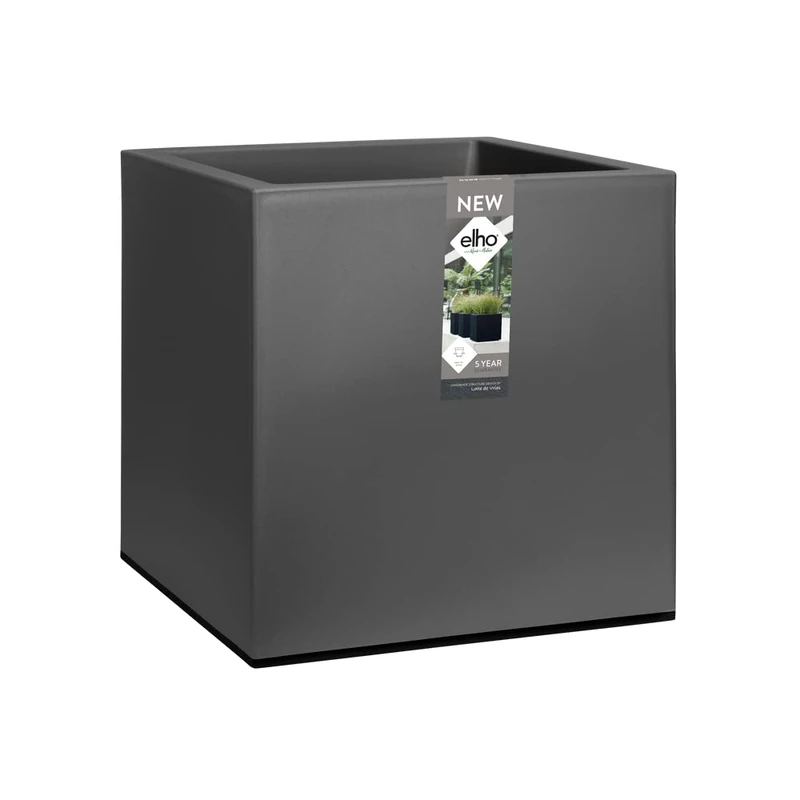 Elho 1424323943300 "Vivo Square" Flower Box with Wheels Matt, Black, 40 x 40 x 30 cm