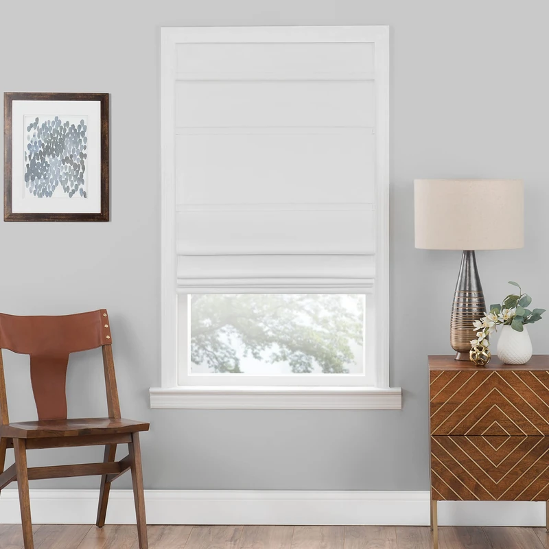 Cordless Roman Shades for Windows - 29 Inch Width x 64 Inch Length (White) - Blackout Polyester Window Privacy Blinds for Bedroom, Kitchen & Dining Room by Achim Home Décor