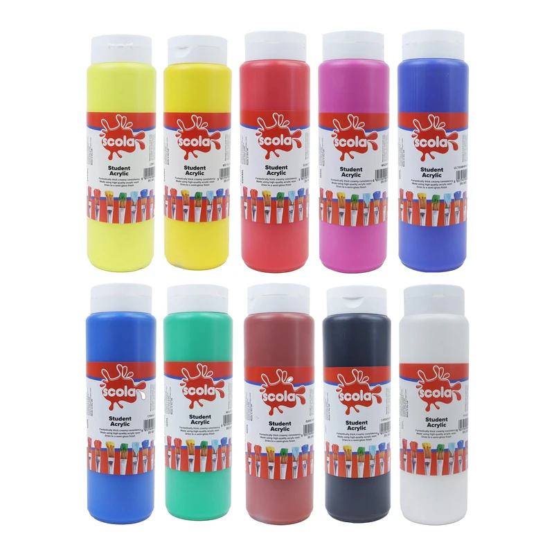 scola Scolacryl Acrylic Paint (10 x 500ml) 5 Litres in Total