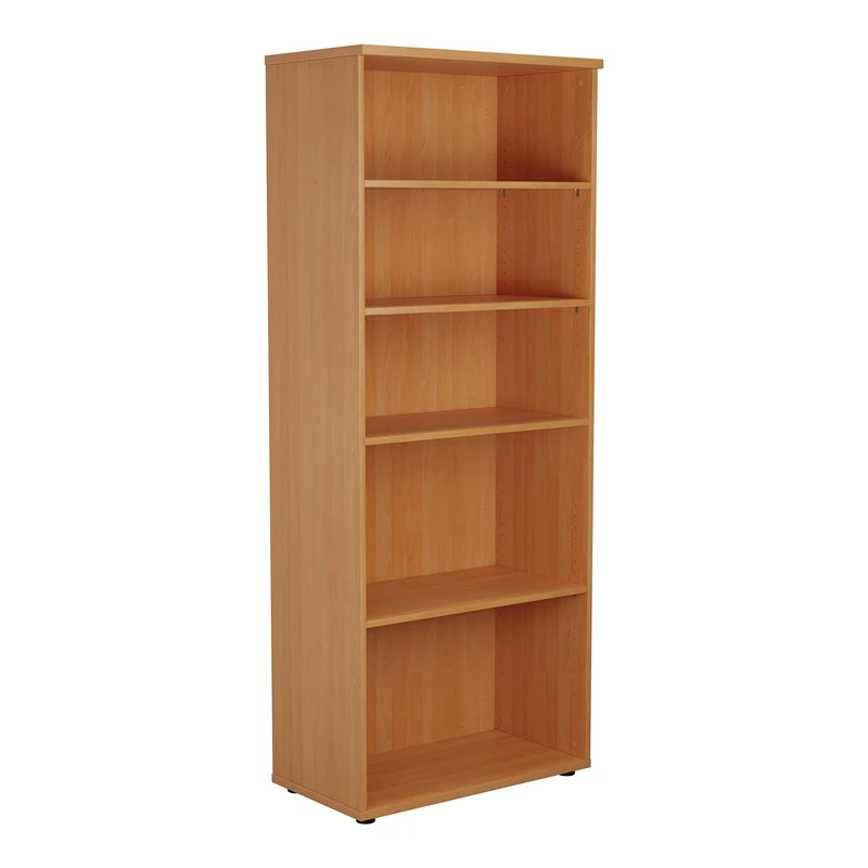 Office Hippo Heavy Duty Bookcase, Robust Book Case, Storage Unit with 4 Adjustable Shelves & Adjustable Feet, Stable Home Office Furniture, Simple To Assemble - Beech