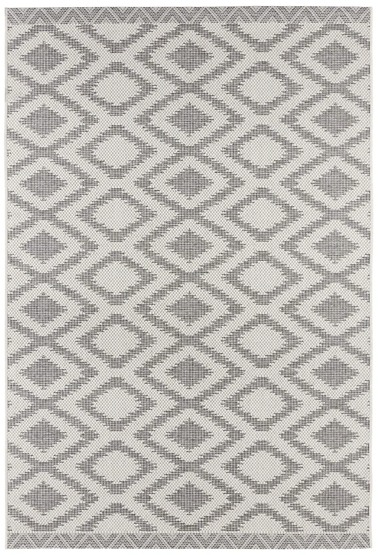 NORTHRUGS Isle Indoor and Outdoor Rug, 160 x 230 cm, Diamond Weatherproof, Modern Ethnic Pattern for Balcony, Patio, Conservatory, Kitchen, Bath Mat, Living Room Rug, Waterproof in Grey