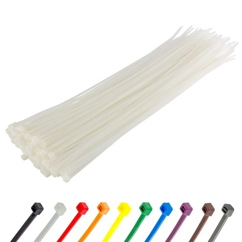 Gocableties White Cable Ties, 300mm x 3.6mm, Pack of 100, 12" Premium Nylon Zip Ties Clear/Natural, Multi-Purpose Plastic Tie Wraps, Secure Self-Locking Mechanism, for Home, Garden, Office and DIY
