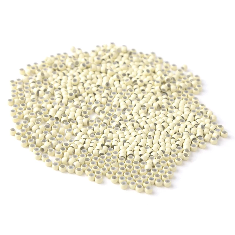 Vlasy Silicone Lined Nano Rings Beads for Tip Hair Extensions - Micro Beads (200pcs, Blonde)