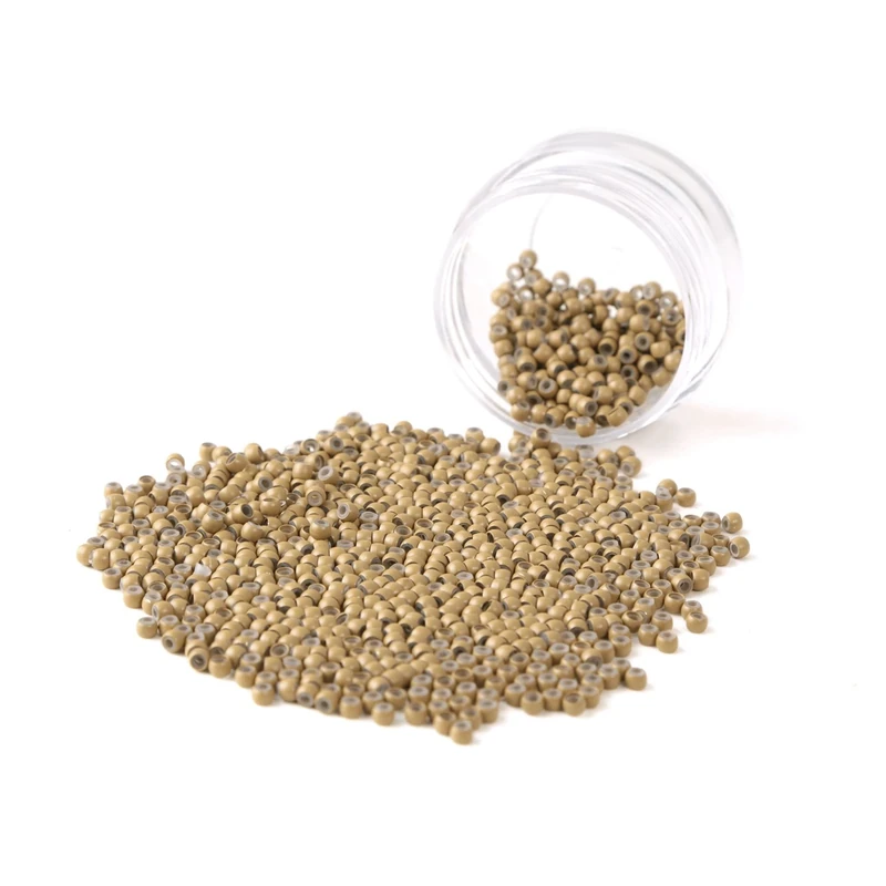 Vlasy Silicone Lined Nano Rings Beads for Nano Tip Hair Extensions Micro Nano Beads (200pcs, L.Brown)