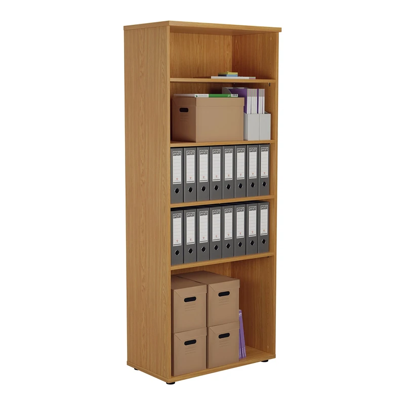 Office Hippo Heavy Duty Bookcase, Robust Book Case, Storage Unit with 4 Adjustable Shelves & Adjustable Feet, Stable Home Office Furniture, Simple To Assemble - Oak