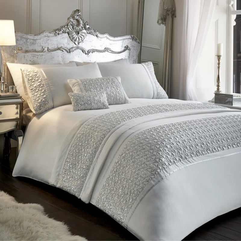 Homespace Direct Zenia-Duvet Cover Set, White, Super King Size