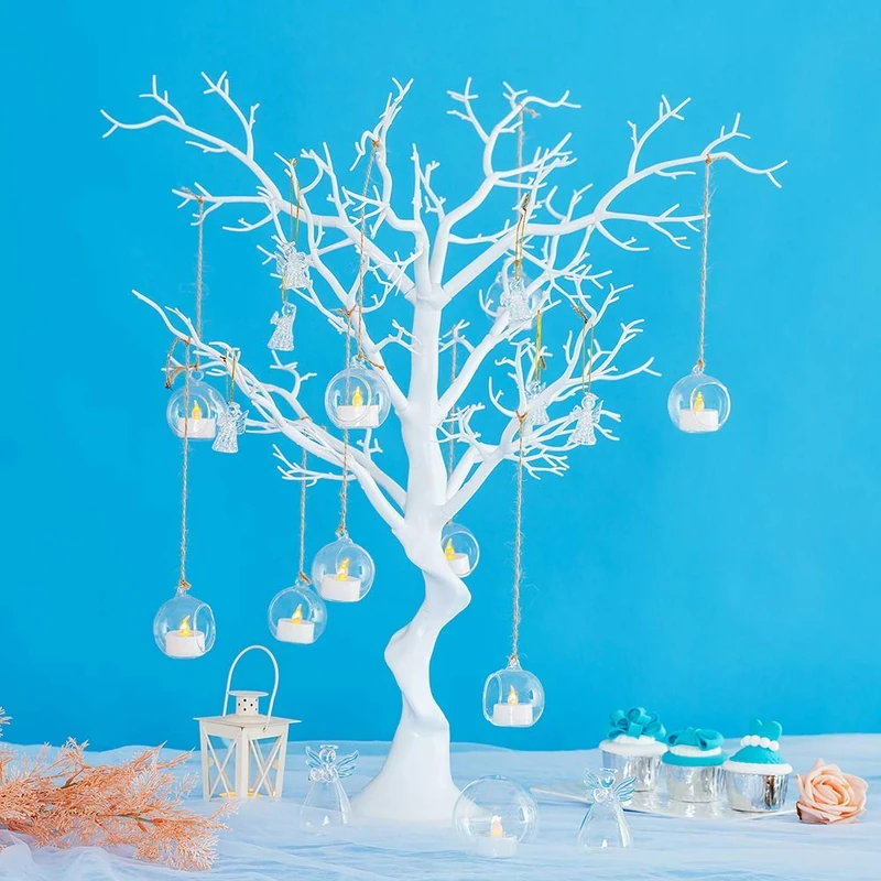 Sziqiqi White Artificial Tree Centerpiece for Weddings, Parties, Christmas - 1 Trunk + 10 Branches, Easy Assembly