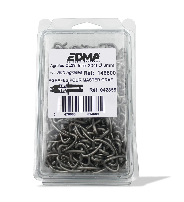 Edma 146800 Clip CL 29-Stainless Steel AISI 304-x 500 pcs,