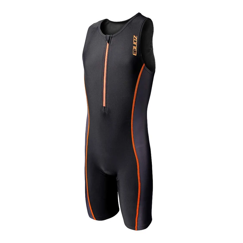 ZONE3 Unisex-Youth Kids Adventure Trisuit, Black/Neon Orange, S