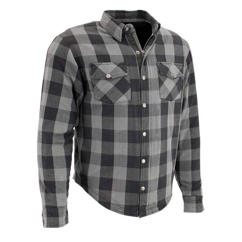 Milwaukee Performance Men's Checkered Flannel Biker Shirt with Aramid (Black/Grey, XL)
