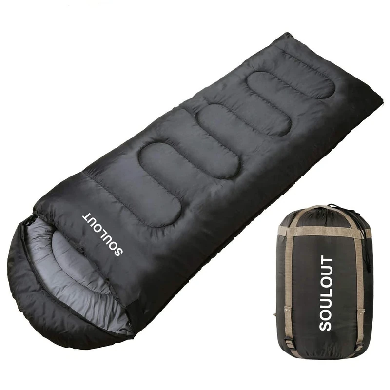 Envelope Sleeping Bag - 4 Seasons Warm Cold Weather Lightweight, Portable, Waterproof With Compression Sack for Adults & Kids - Indoor & Outdoor Activities: Traveling, Camping, Backpacking, Hiking