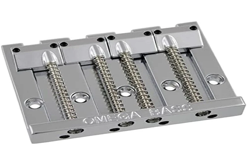 Allparts BB-3350-010 "Omega Bass Bridge 4 Saiter" Replacement and Small Parts for Electric Guitar Chrome
