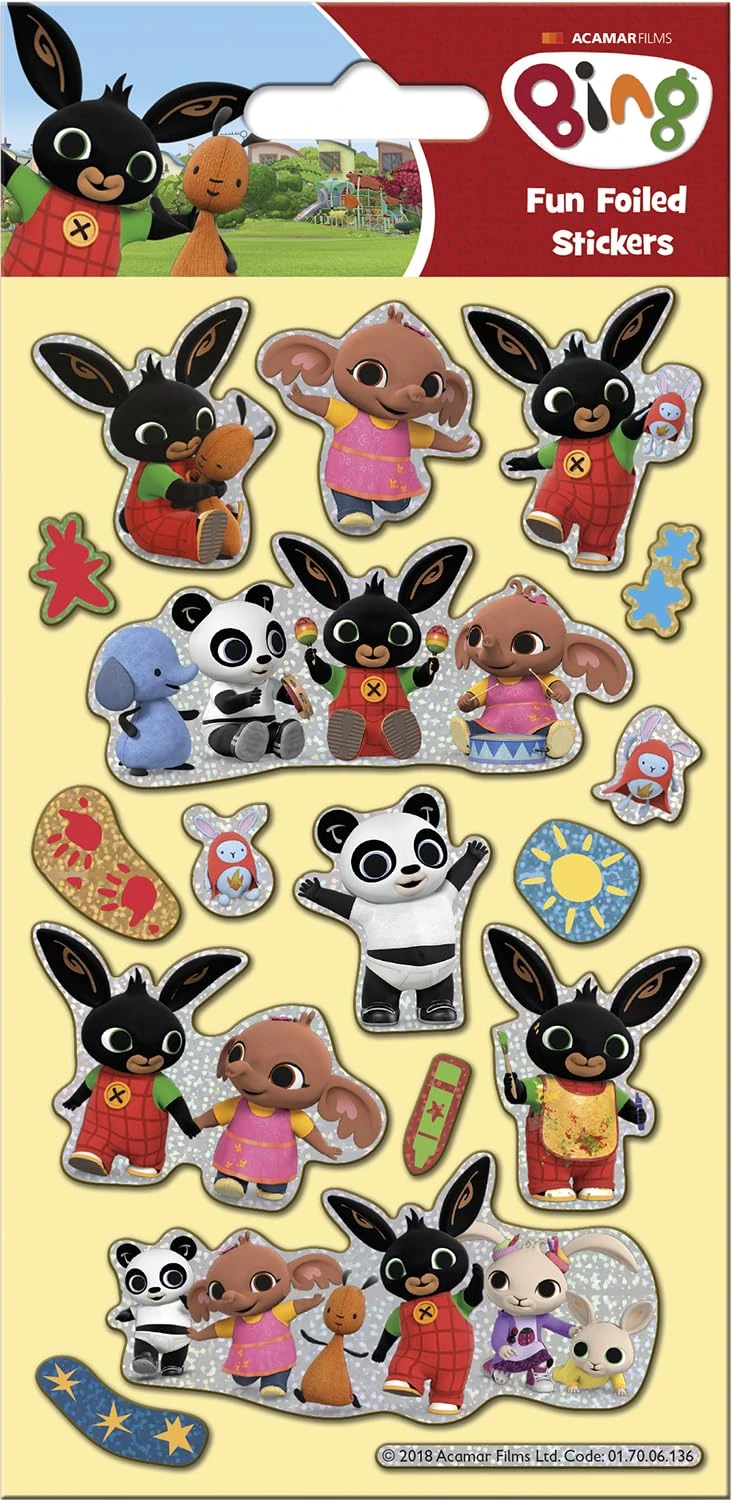 Paper Projects 01.70.06.136 Bing Bunny Sparkly Reusable Stickers, 19.5cm x 9.5cm