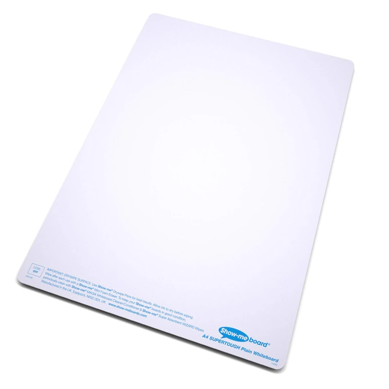 Show-me SRP10 A4 Super Tough Plain Dry Wipe Boards (Pack of 10)